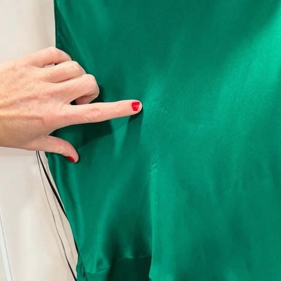 Amanda Uprichard Sandrine Mini Dress in Dark Emerald Green 100% Silk Tie Waist - Picture 13 of 15